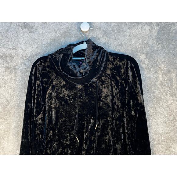Betsey Johnson Performance Pullover Small Black Cowl Neck Crushed Velvet - Picture 2 of 7